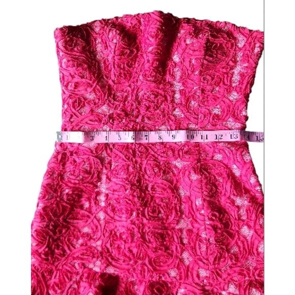 BCBGMaxazria Y2K Marina Red Mini Strapless Ruffle Hem Dress Women's Size 6 - Picture 11 of 13